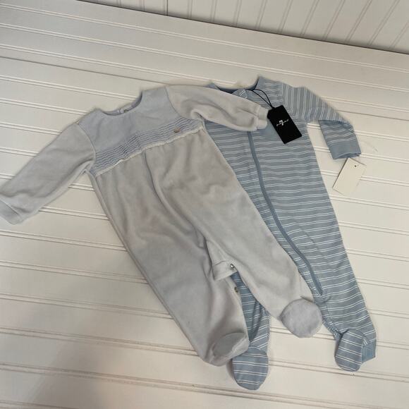NWT 7 for all Mankind & Purete De Bebe Baby Boy Frogsuit Bundle Of 2 Size 6 MO - Picture 1 of 8